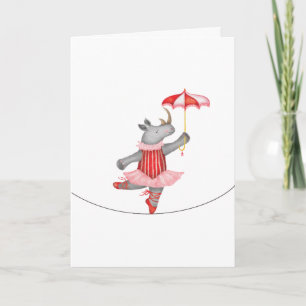 Antieke circus neushoorn koorddanseres ballerina kaart