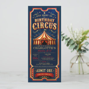 Antieke Circus Verjaardagskaart Toegang Eén Kaart