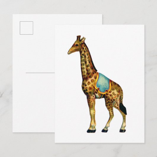 Antieke circusoptredende giraffe briefkaart (Voorkant / Achterkant)