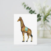 Antieke circusoptredende giraffe briefkaart (Staand voorkant)