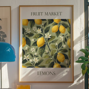 Antieke citroen fruitmarktprint   Botanische kunst Poster