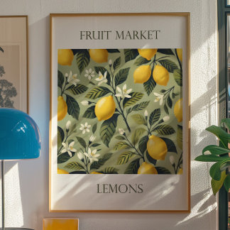Antieke citroen fruitmarktprint | Botanische kunst Poster