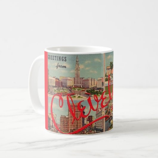 Antieke Cleveland Greetings koffiemok (Voorkant links)