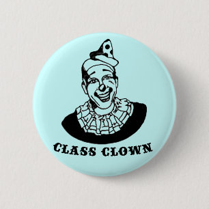Antieke Clown Speld Ronde Button 5,7 Cm