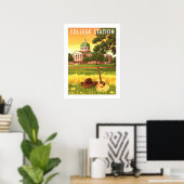 Antieke College Station Texas Poster (Thuiskantoor)