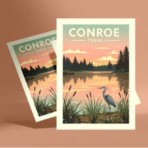 Antieke Conroe Texas Briefkaart