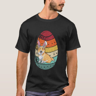 Antieke Corgi Hond Ei Konijnenoren Gelukkige Pasen T-shirt