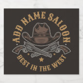 Antieke Cowboy Pistolen VOEG NAAM TOE Oude Wilde W Bier Etiket (Enkel label)