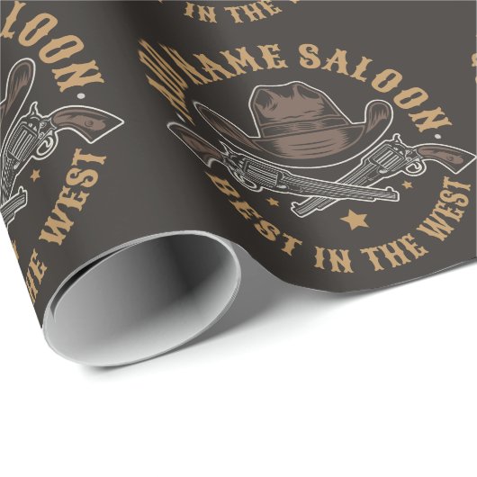 Antieke Cowboy Pistolen VOEG NAAM TOE Oude Wilde W Cadeaupapier (Rol Hoek)