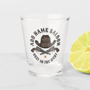 Antieke Cowboy Pistolen VOEG NAAM TOE Oude Wilde W Shot Glas