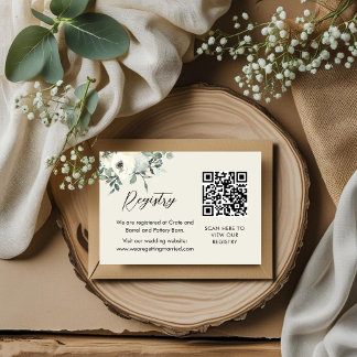 Antieke Crème Elegante QR Code Huwelijkslijst Informatiekaartje