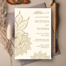 Antieke Crème en Gouden Mehndi Henna Moslim Bruilo