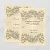 Antieke Crème Rozen Huwelijksreactie Uitnodiging (Voorkant / Achterkant)