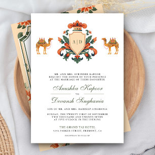 Antieke Crest Royal Camel Indiase Hindoe Huwelijk Kaart