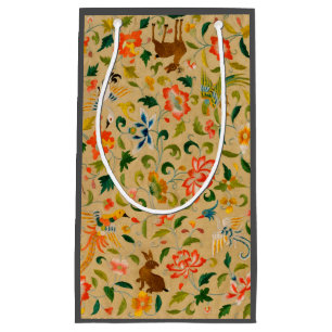 Antieke Crewel Dierborduurwerk: Antieke Wandtapijt Klein Cadeauzakje