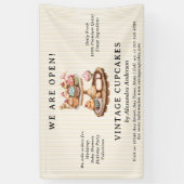 Antieke Cupcake Retro Banketbakkerij Spandoek (Verticaal)