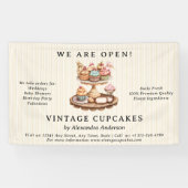 Antieke Cupcake Retro Banketbakkerij Spandoek (Horizontaal)