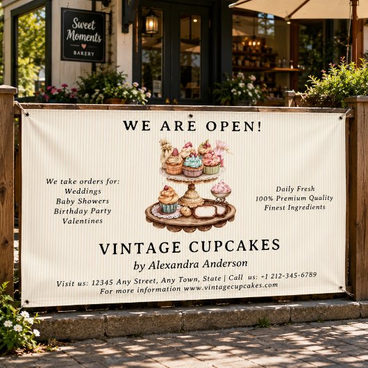 Antieke Cupcake Retro Banketbakkerij Spandoek