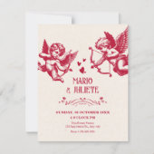 Antieke cupido liefde bruiloft kaart (Voorkant)