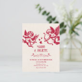 Antieke cupido liefde bruiloft kaart (Staand voorkant)