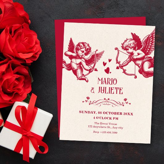 Antieke cupido liefde bruiloft kaart