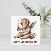 Antieke Cupido Met Hartvormige Boog Kaart (Staand voorkant)