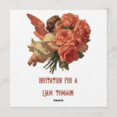 Antieke Cupido met Rozebosje Kaart (Achterkant)