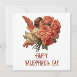 Antieke Cupido met Rozenboeket Kaart