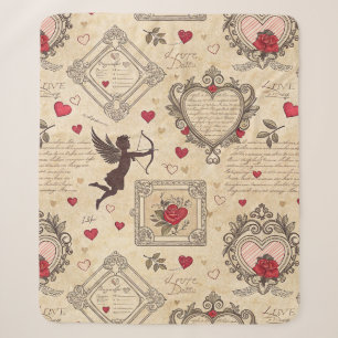 Antieke Cupido Valentijn Ornamentale Liefde Sherpa Deken