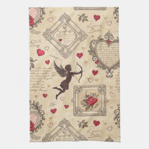 Antieke Cupido Valentijn Ornamentale Liefde Theedoek