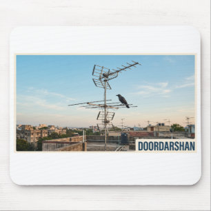 Antieke dakterras TV-antenne uit het Doordarshan-t Muismat