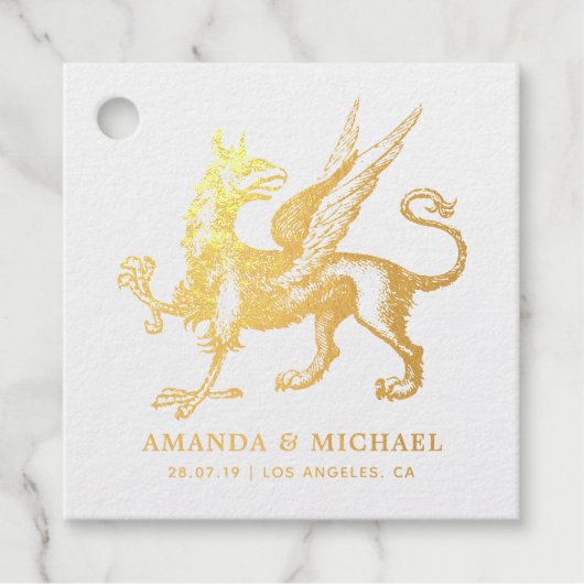 Antieke Damask Griffioen Bedankjes Labels (Voorkant)