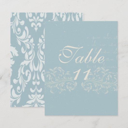 Antieke damast bruiloft tafel nummers kaart (Voorkant / Achterkant)