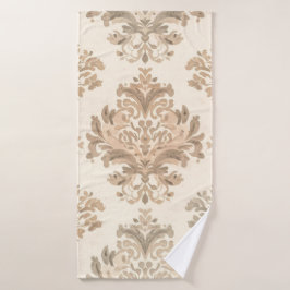 Antieke Damast Elegante Beige Franse Boerderij Badhanddoek