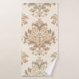 Antieke Damast Elegante Beige Franse Boerderij Badhanddoek