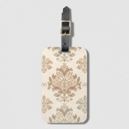 Antieke Damast Elegante Beige Franse Boerderij Bagagelabel