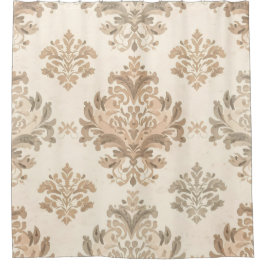 Antieke Damast Elegante Beige Franse Boerderij Douchegordijn