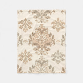 Antieke Damast Elegante Beige Franse Boerderij Fleece Deken