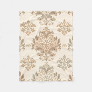 Antieke Damast Elegante Beige Franse Boerderij Fleece Deken