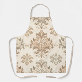 Antieke Damast Elegante Beige Franse Boerderij Schort