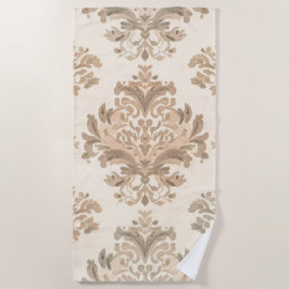 Antieke Damast Elegante Beige Franse Boerderij Strandlaken