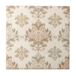 Antieke Damast Elegante Beige Franse Boerderij Tegeltje