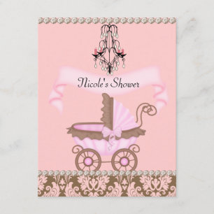 ANTIEKE DAMAST MEISJE BABY SHOWER UITNODIGINGEN