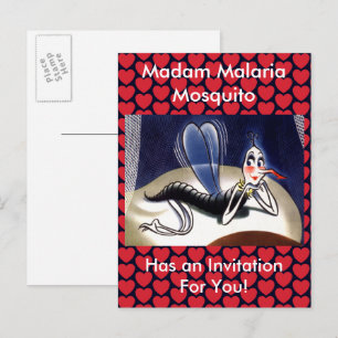 Antieke Dame Malaria Muggen Uitnodiging Briefkaart