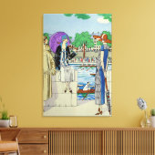 Antieke dames bij roeiwedstrijd regatta uit de jar canvas afdruk (Insitu (Woonkamer))