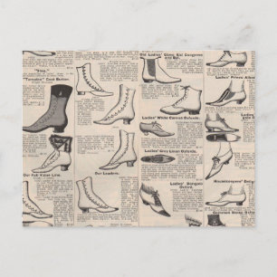 Antieke dames schoen catalogus pagina vintage afdr briefkaart