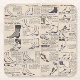 Antieke dames schoen catalogus pagina vintage afdr kartonnen onderzetters