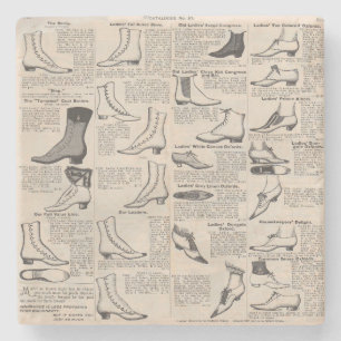 Antieke dames schoen catalogus pagina vintage afdr stenen onderzetter