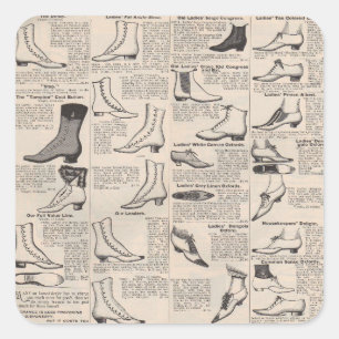 Antieke dames schoen catalogus pagina vintage afdr vierkante sticker