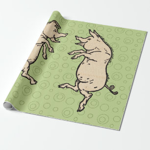 Antieke Dansende Varkens: Whimsieke Oude Varkens J Cadeaupapier